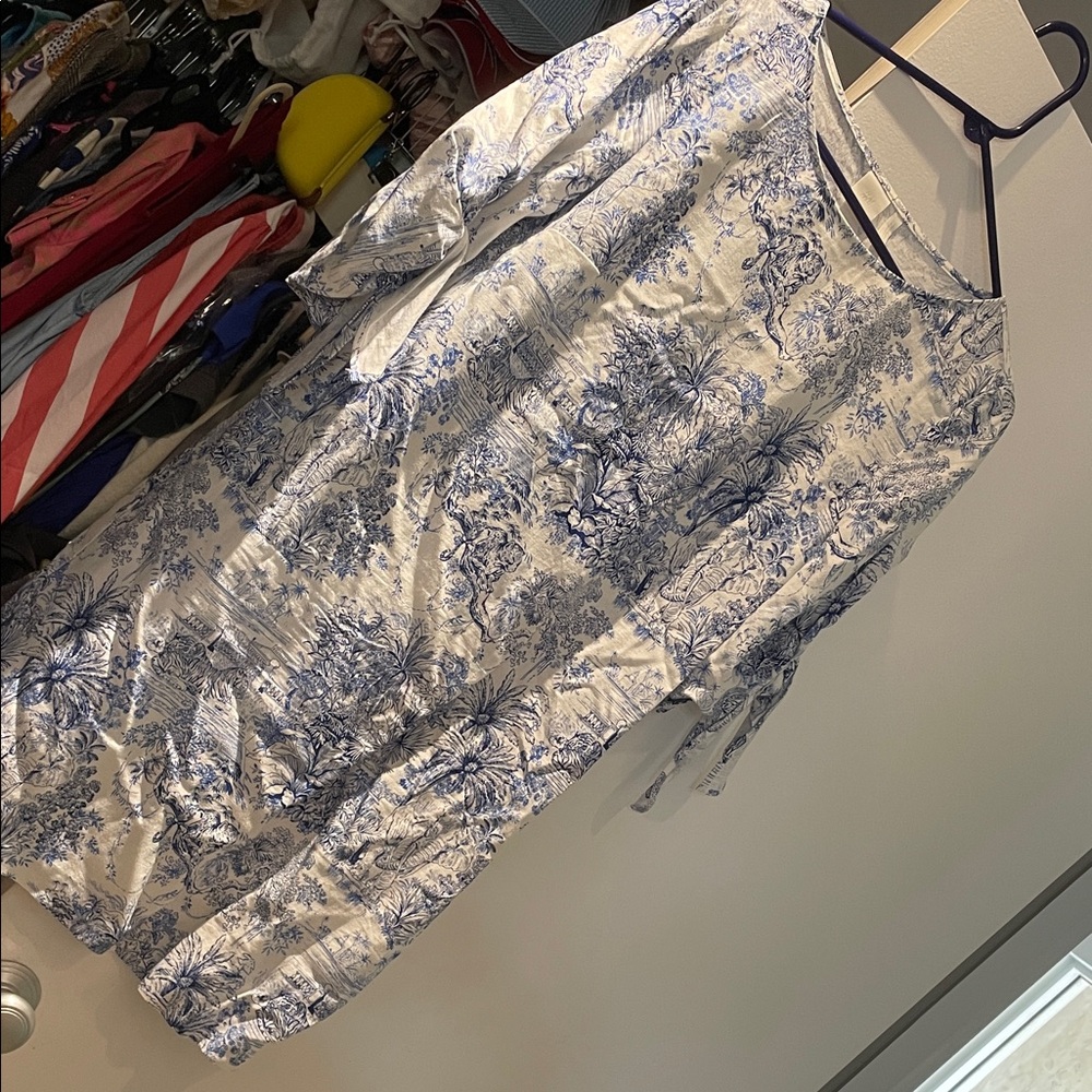 H&M Long Sleeve Dress with Blue Floral Design
